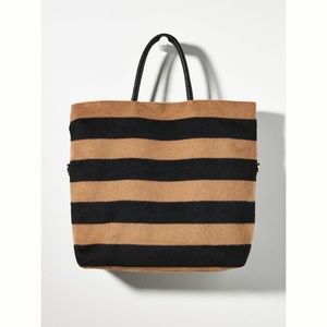Anthropologie Striped Fuzzy Tote Bag